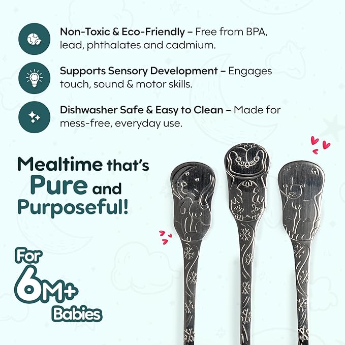 Kleynimals Arctic Friends Made in USA Baby Silverware ??100% Stainless Steel Baby Forks and Spoons, Non-Toxic, BPA-Free, Eco-Friendly, Dishwasher Safe ??Safe Utensils for Babies & Toddlers