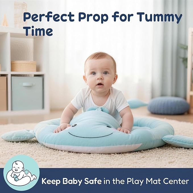 Baby Play Mat, Whale Tummy Time Mat with Toys, Baby Activity Gym for Infants 0??2 Months Sensory Floor Mat for Boys & Girls