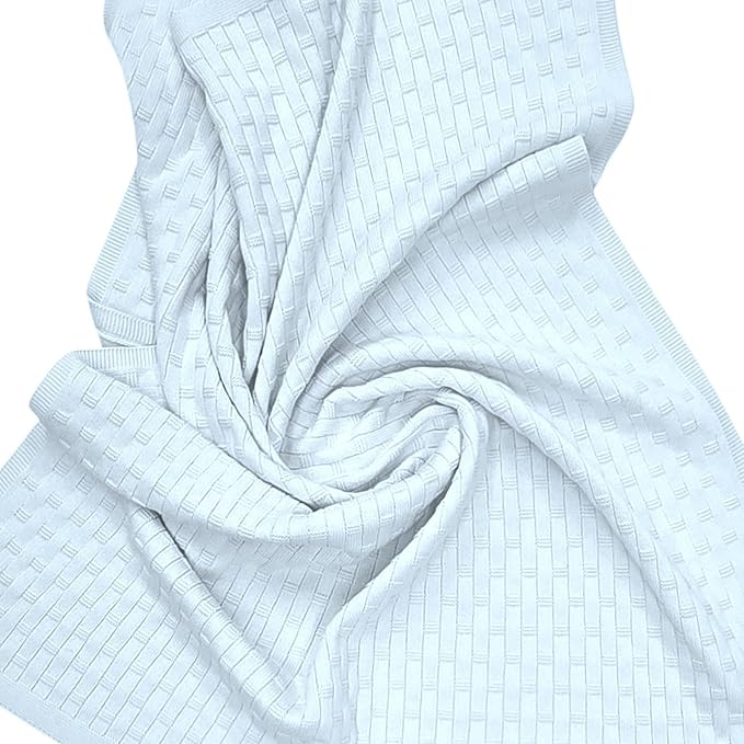 The Lattice Blanket - 100% Organic Cotton Baby Blanket, American Made, 30x40in - Bassinet, Crib, Stroller - Gift Registry Baby Shower for Newborns and Kids (Navy)