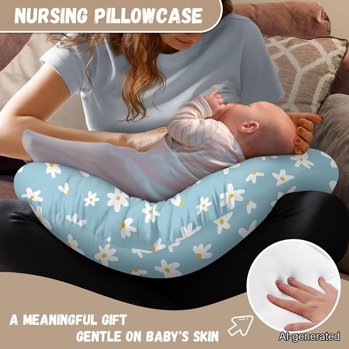 Replacement Nursing Pillow Covers for Mon Newborn 0-12 Months Baby Boy/Girl Nursing Pillow Cover U-Shaped Breastfeeding Pillow Case - Daisy Print