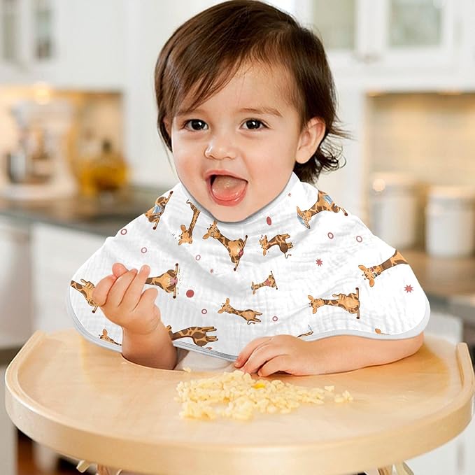 vvfelixl Burp Cloths Funny Giraffe Emotions for Baby Boy Girls Baby Washcloths Burp Rags 1 Pack White
