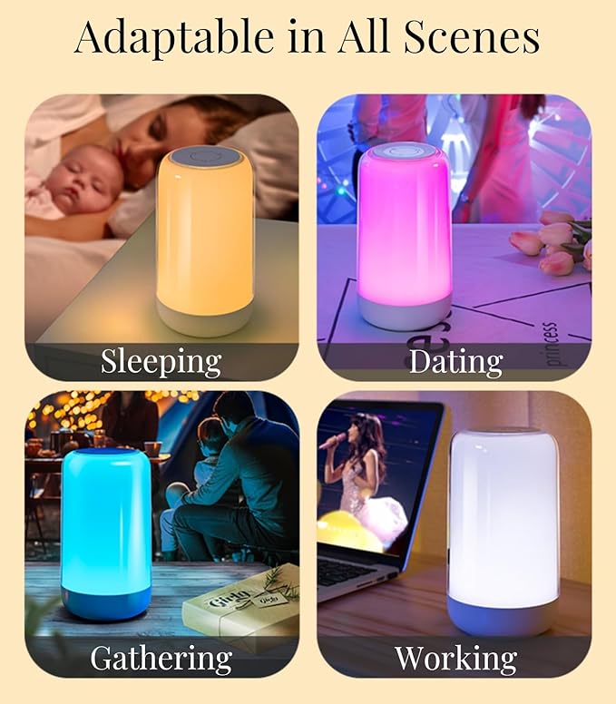 RGB 7 Color Gradient Night Light, Portable Rechargeable Nursery Lamp with Color Transition & Stepless Dimming, BPA-Free Baby Night Light, Ideal for Breastfeeding, Baby Room & Travel