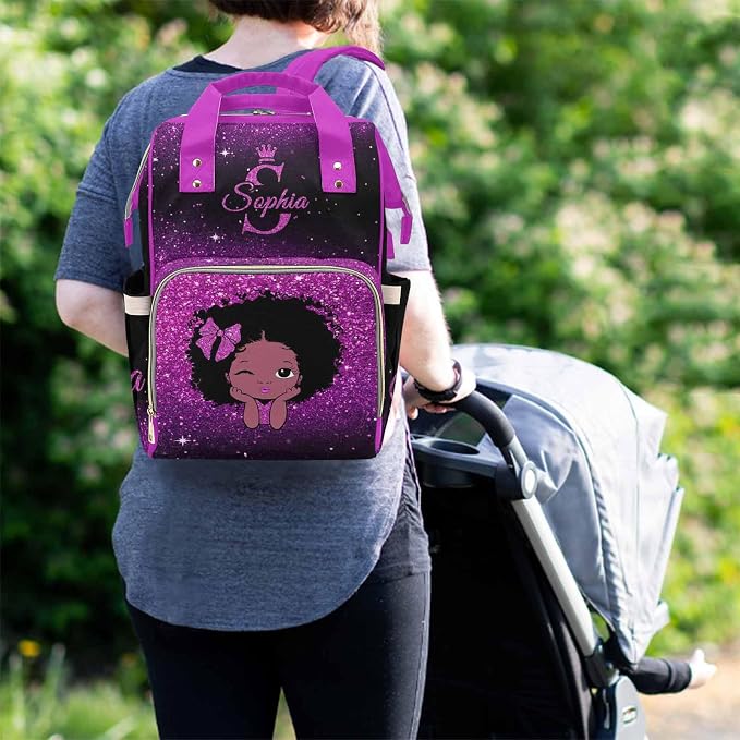 D-Story Personalized Diaper Bags For Baby Girl Birthday Gift Hiking Bag Hiking Bag Schoolbag Diaper Backpack With Name Text