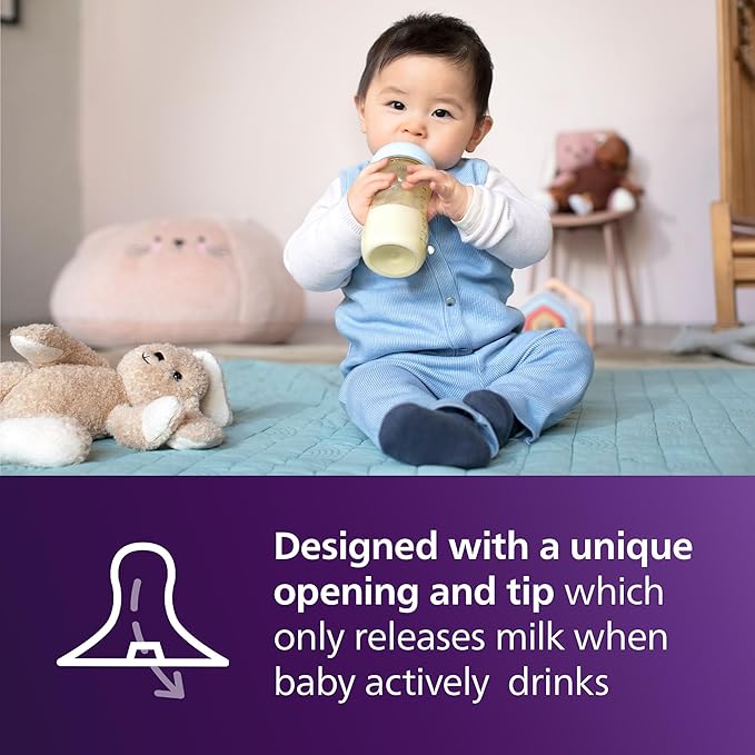Philips Avent PPSU Natural Baby Bottles - with Medium Flow Nipples (Flow 3), 9oz, 2-Pack, SCY943/12