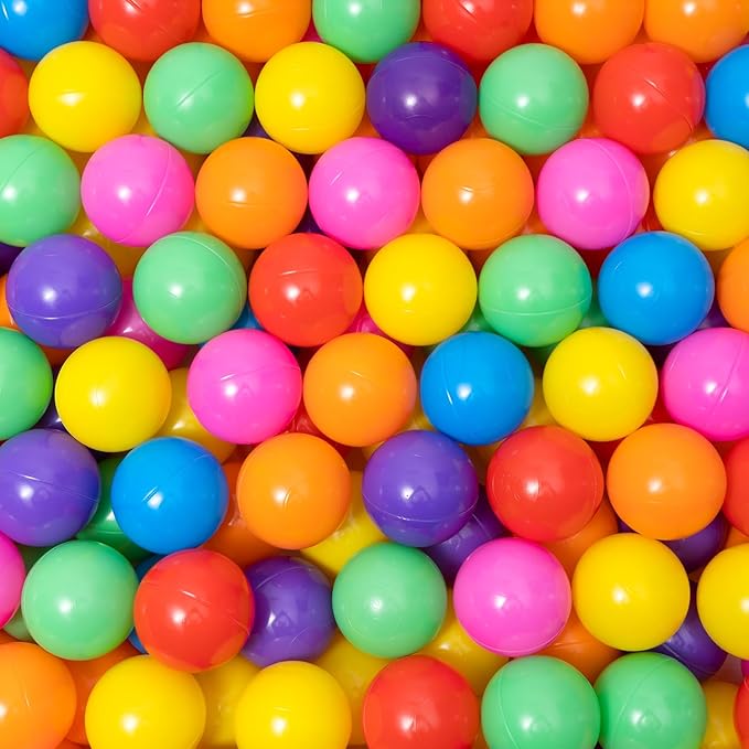 Ball Pit Balls for Toddlers 1-3, 100pcs Crush Proof Plastic Balls for Girls Ball Pit, BPA Free Non-Toxic Play Balls for Baby Pool, Playhouse, Tent, also for Dogs & Pets, 7 Color Rainbow Colors