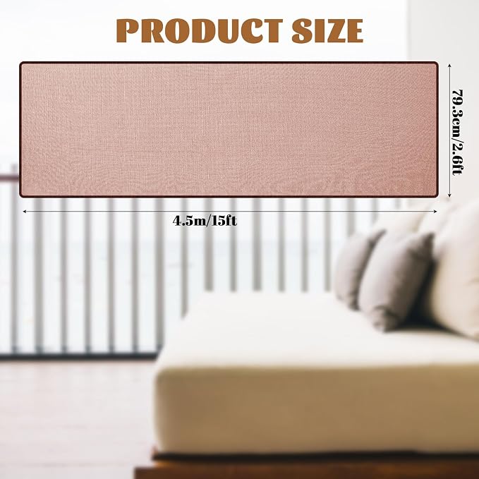 Hosuly Banister Guard 15 x 2.6 ft Balcony Netting for Kids Pets Stairway Safety Net Baby Fence Door Balcony Netting Safety Mesh Stair Net with No Drilling for Apartment Railing(Brown)