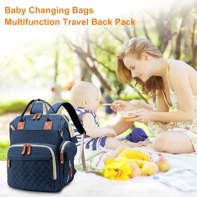 Awanhe Baby Diaper Bag Backpack with Changing Station, Waterproof Bags for Boys & Girls, USB Charging Port, Blue
