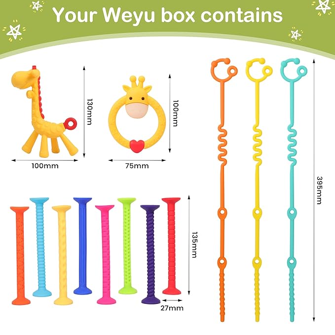 High Chair Suction Toys for Babies 3-24 Months ??Baby Sensory Toys, Strong Suction Cup Montessori Toys, Teething Toys BPA Free, Airplane Travel Essentials, Bath Toys for Toddlers