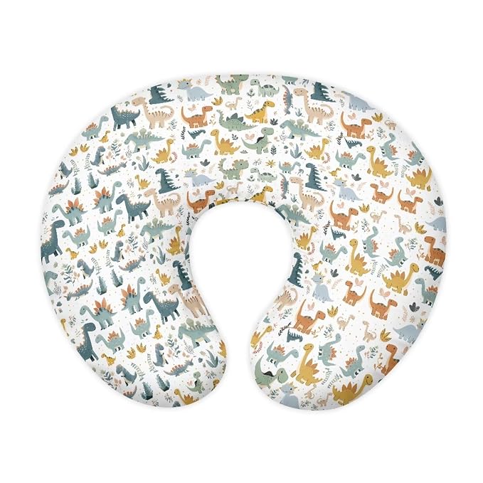 Nursing Pillow Cover for Baby Boy Girl, Cartoon Dinosaur Stretchy Breastfeeding Pillow Slipcover, Lightweight Custom Gifts for Toddler Infant