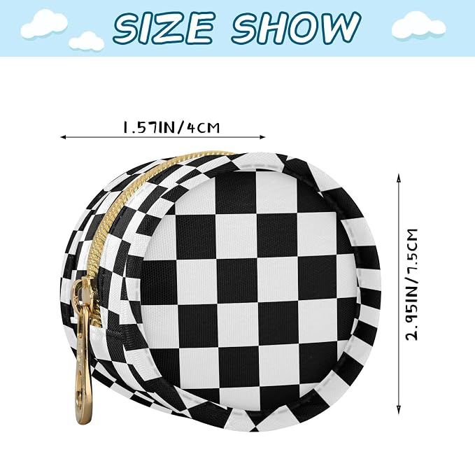 White Black Checkerboard Plaid Pattern Pacifier Holder Case with Clip Portable Pacifier Storage Bag for Girls Boys