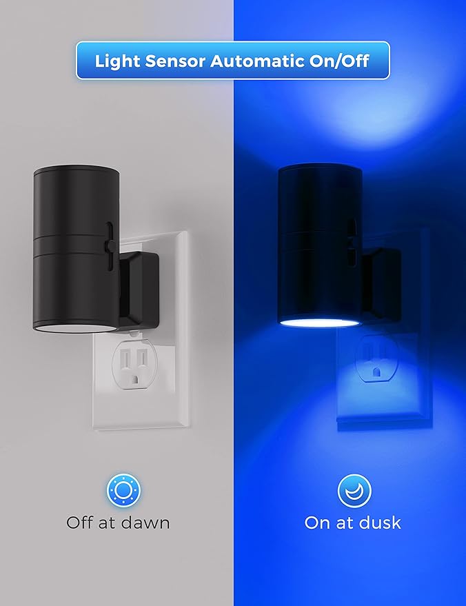 L LOHAS LED Blue Night Light, Night Lights Plug into Wall, Dimmable Nightlight, Light Sensor, Calm Blue Nightlights for Bluey Bathroom Decor, Home Decor, Party, Holiday, Bedroom, Hallway, 2 Pack