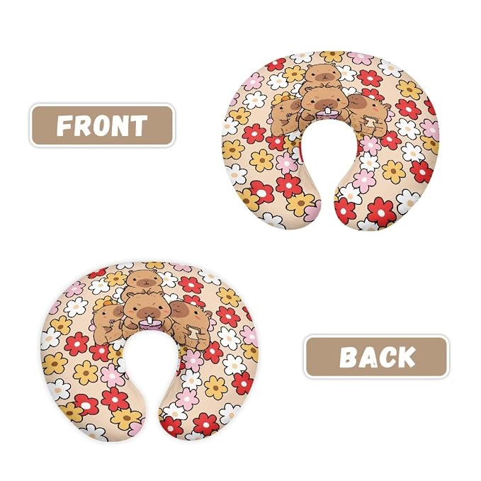 Jeiento Cute Retro Groovy Flowers Nursing Pillow Cover Cartoon Capybara Pillow Case Soft and Comfort Removable Case for Breastfeeding Pillows,Washable Slipcover for Newborn Boy Girl