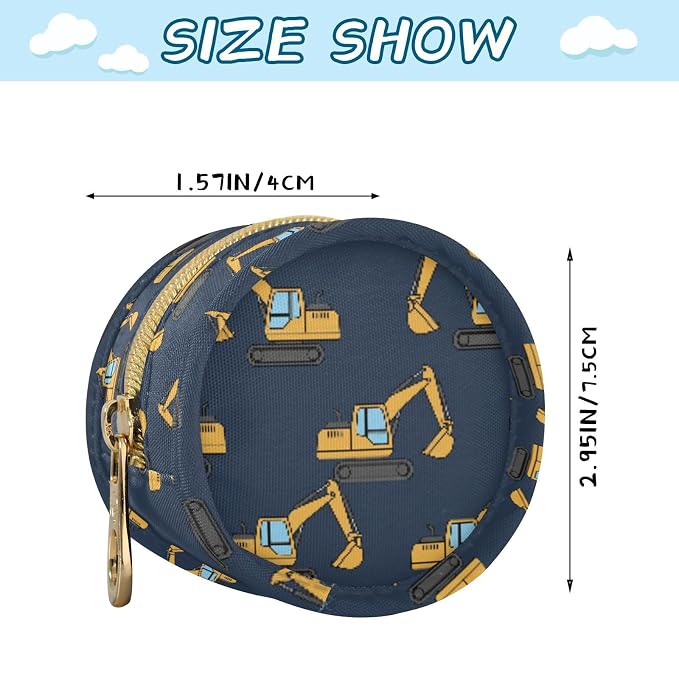 Baby Pacifier Case with Clip, Excavators Portable Pacifier Holder, TPU Lined Dust-Proof Storage Pouch for Diaper Bag and Stroller