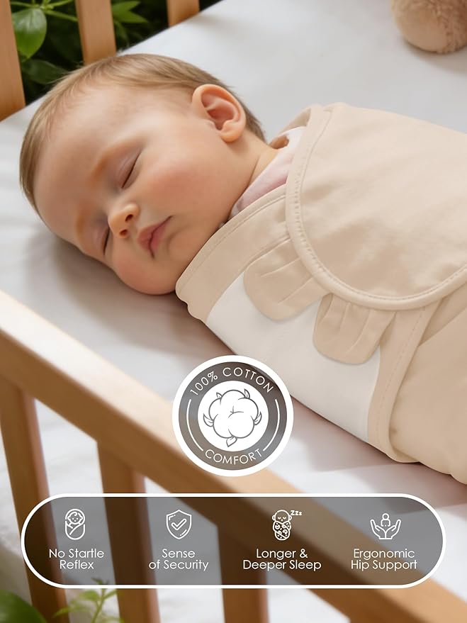Newborn Swaddle Blanket Wrap 0-6 Months (3-Pack) - Adjustable Infant Sleep Sack, 100% Cotton Anti-Startle Soothing Sack, Soft Breathable Nursery Bedding - Warm Harvest