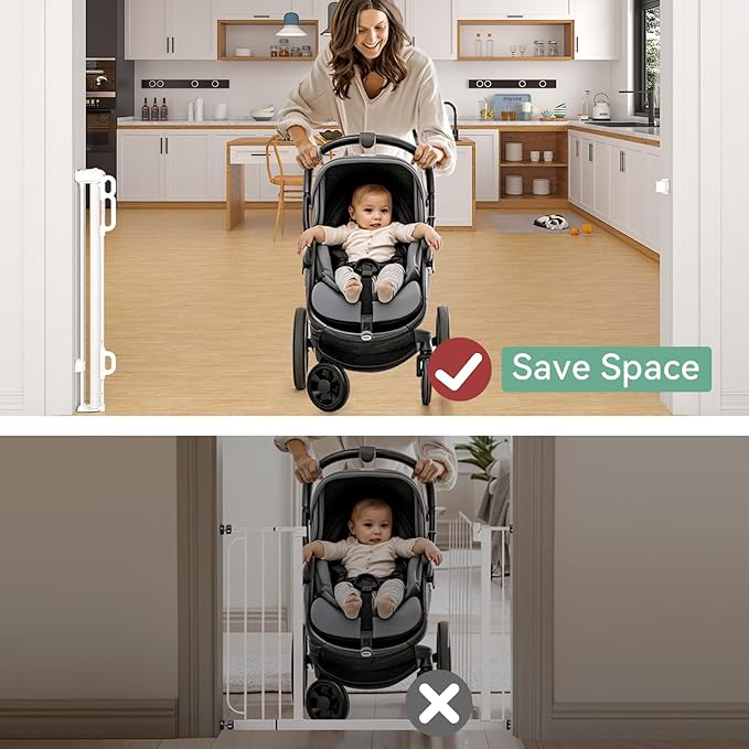 Momcozy Baby Gate 41'' Tall 118'' Wide ??Extra Wide ??for Large Opening Retractable Baby Gates for Child and Large Pets Safety Dog Gate for Stairs, Doorways, Hallways, Indoor, Outdoor
