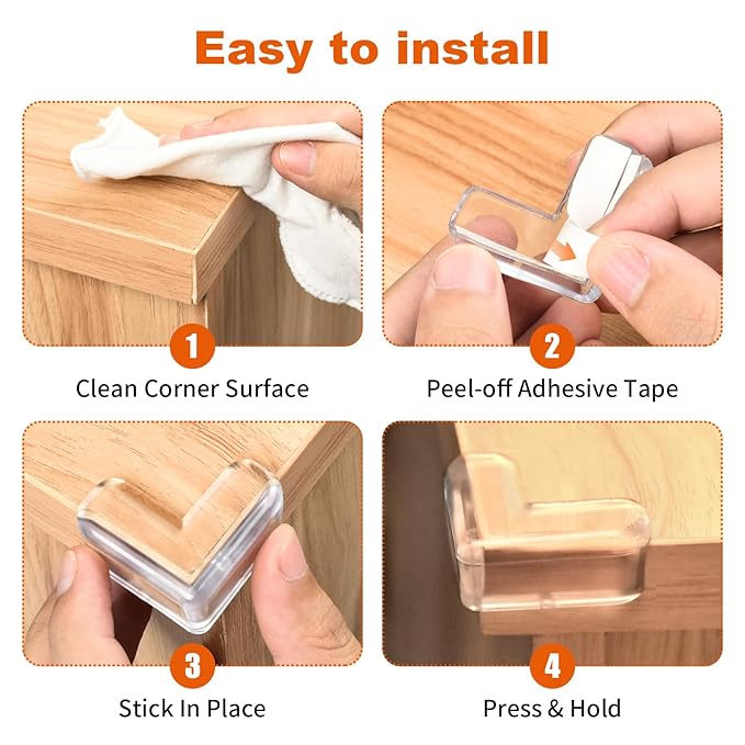 8 Pack Corner Protector Baby, Clear Coner Guard Furniture Corner & Edge Safety Bumpers Cushion for Table Edges & Sharp Coners, Baby Proofing, L Shaped