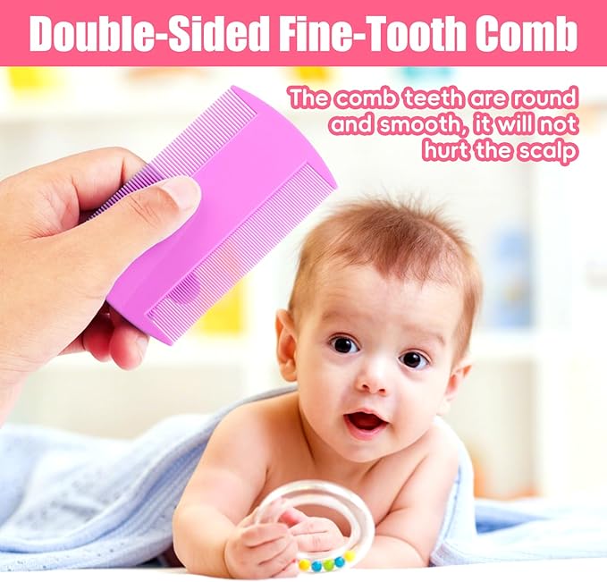 Baby Hair Brush and Comb Set, 4Pcs Baby Soft Bristles Brush Cradle Cap Brush Hair Comb for Newborns Toddlers Boys Girls (Pink)