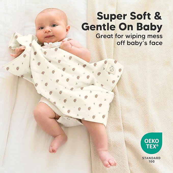 Organic Burp Cloths Baby Boy, Girl - 6-Pack Large 100% Cotton Burping Cloths for Babies, Spit Up Rags, Super Absorbent, Ultra Soft Newborn Rag, Gender Neutral, Machine Washable, Durable (Prairie)