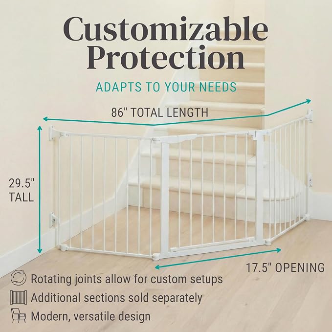 KidCo - Custom Fit Auto Closing ConfigureGate Baby Gate with 30 Inch Door Section, Baby Fence, Safety Gate (White)