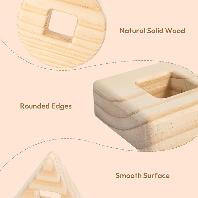 Woodtoe Large Rainbow Building Blocks for Toddlers 1-3, 16 PCS Jumbo Gem Blocks & 3 Wooden Shapes, Montessori Toys for 1 2 3 Year Old Boy Girl, Acrylic Stacking Toy Set, 1 2 Year Old Birthday Gifts