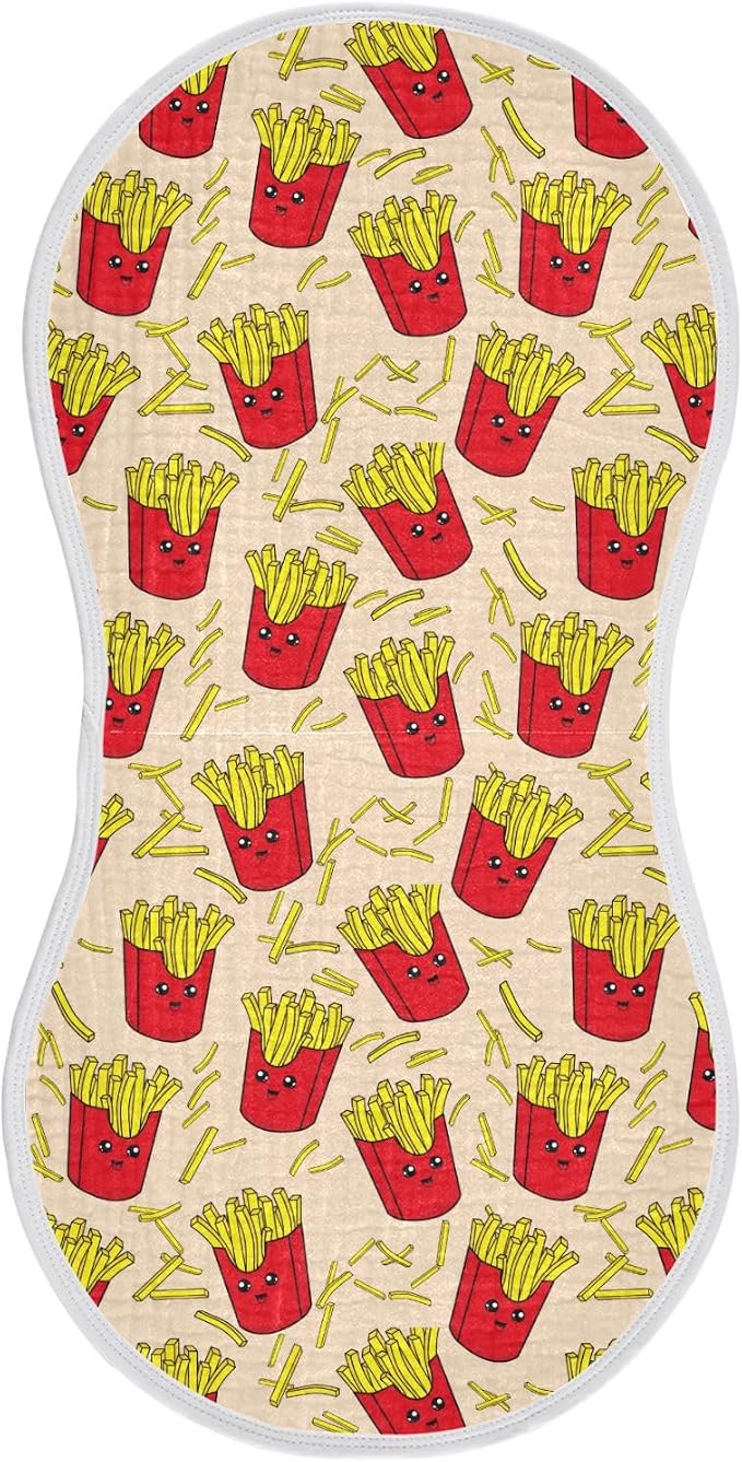 vvfelixl Baby Burp Cloths Colorful French Fries Baby Newborn Cotton Burping Cloths Set Baby Washcloths 4 Pack