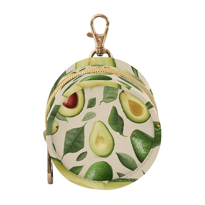 Pacifier Holder with Clip Pacifier Case for Diaper Bag Round Baby Pacifier Pouch Box Bag Portable Nature Avocados Leaves