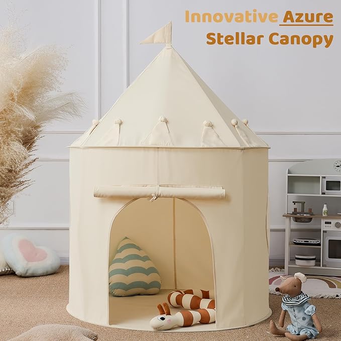Golden Beige Kids Tent: Pop up Kids Play Tent Made by Peachskin Fabric - Toddler House for Indoor & Outdoor - Great Princess Castle for Baby