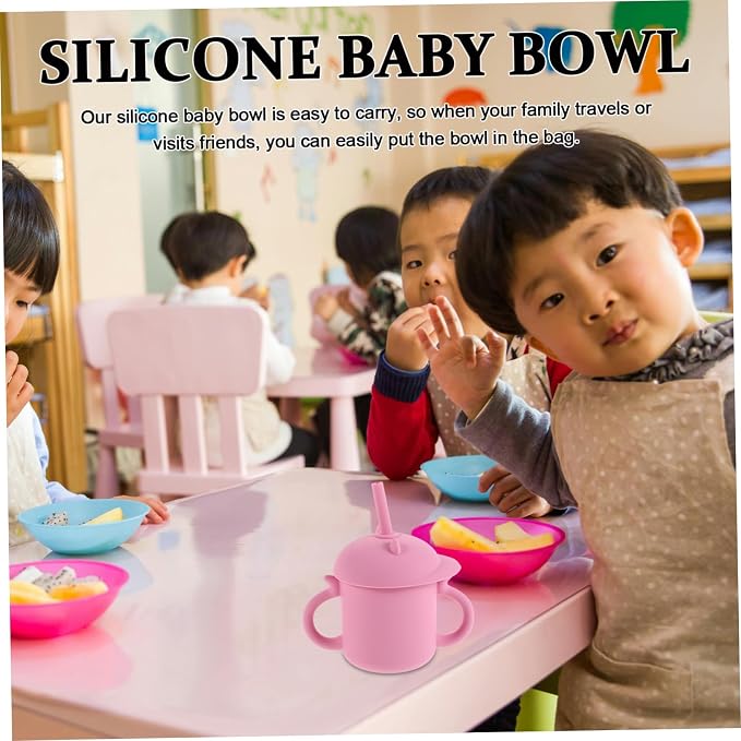 Silicone Training Cup with Straw Spill and Unbreakable for Easy to Clean Versatile for Water Milk Juice Safe for Boy Girl Pink Color