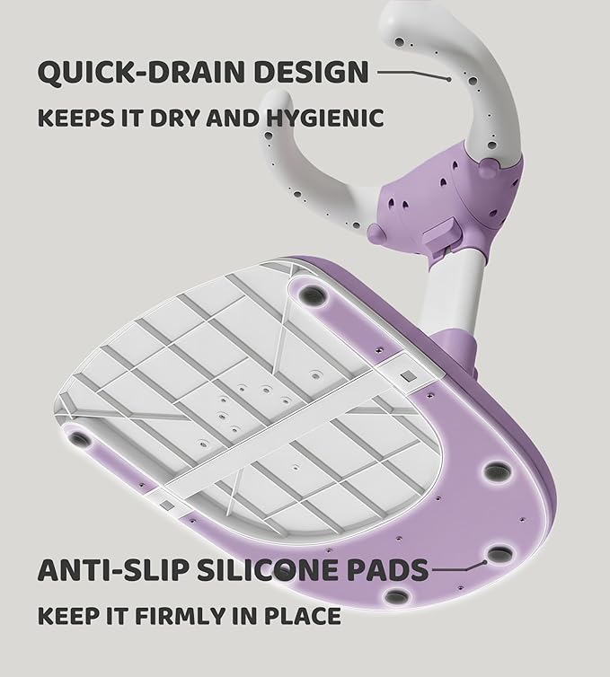 Baby Bath Stand, Foldable Standing Bathtub for Baby, Shower Stand and Bath Support for Infants and Toddlers (6??6 Months), Non-Slip Adjustable Baby Standing Support (Purple)