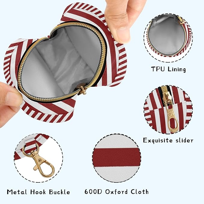 Wine Red Stripes Pacifier Holder Case Newborn Pacifier Storage Pouch for Boys Girls Easy Attach to Diaper Bag Portable Baby Essentials Container