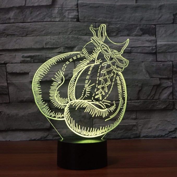 3D Boxing Gloves Night Light 16 Colors Changing USB Powered Remote Control Touch Switch Decor Lamp Optical Illusion LED Table Desk Lamp
