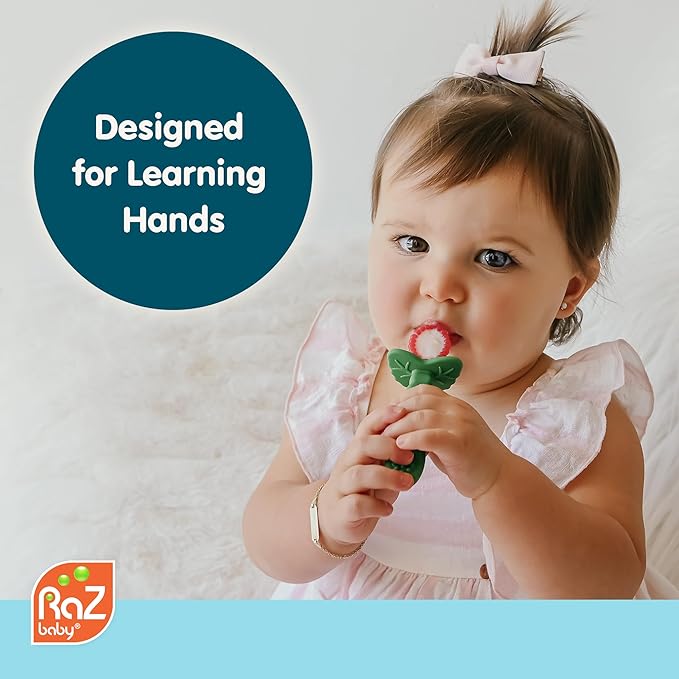 RaZbaby RaZberry Spoon (2-Pack), Multi-Textured Silicone for Grip & Comfort During Feeding ??Perfect for Self-Feeding Training ??BPA-Free, Easy to Hold, Dishwasher & Sterilizer Safe for Easy Cleaning