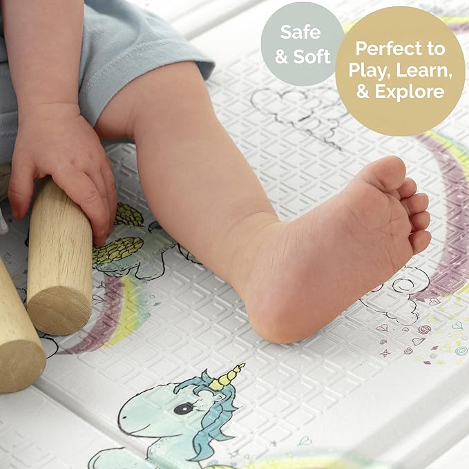 JumpOff Jo Foldable Foam Play Mat ??Large Waterproof Baby & Toddler Activity Floor Mat, Double-Sided 70 x 59 Inch Play Surface