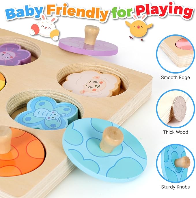 Wooden Puzzles for Toddlers 1-3, Dinosaur Egg Color Matching Puzzle, Montessori Toys for Boys Girls 1 2 3 Year Old, Preschool Learning Activity Toy