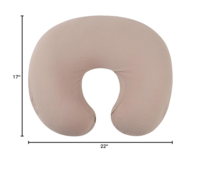 Onacosht Muslin Nursing Pillow Cover Soft 100% Cotton Feeding Pillow Slipcover Fits Standard Infant Nursing Pillow for Boy and Girl, Blush