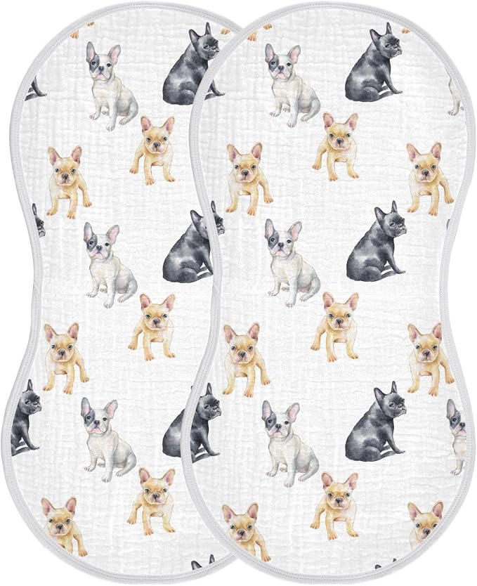 vvfelixl Baby Burp Cloths Pets French Bulldog Baby Newborn Cotton Burping Cloths Set Baby Washcloths 4 Pack