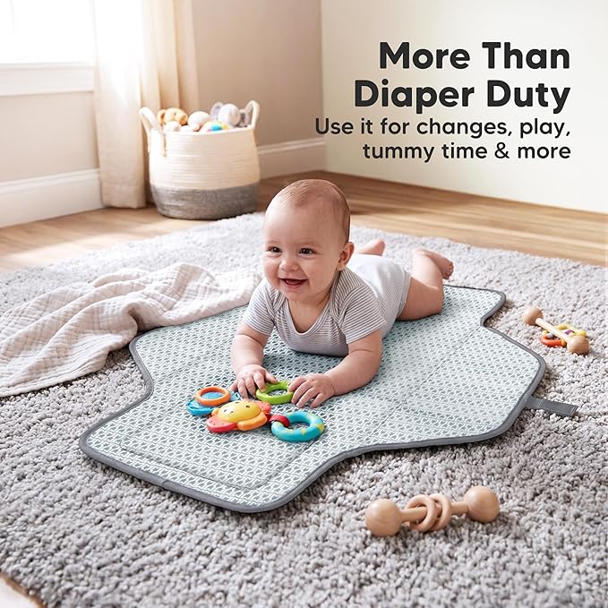 KeaBabies Portable Changing Pad for Baby, Travel ??26 x 21 Wipeable, Waterproof, Foldable Baby Diaper Changing Mat for Diaper Bag, Caddy, Car, Bed, Newborn, Compact Changer Mat Station (Classic Gray)