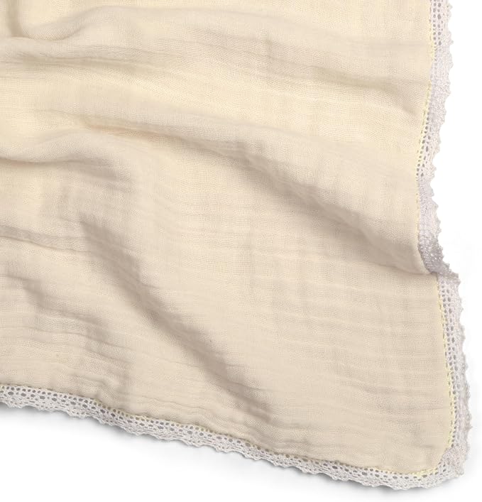 MakeMake Organics GOTS Certified Organic Cotton Muslin Soft Breathable Lightweight Swaddle and Comfort Organic Baby Blanket for Toddler Baby Boys and Girls - Oat, 30" x 40"