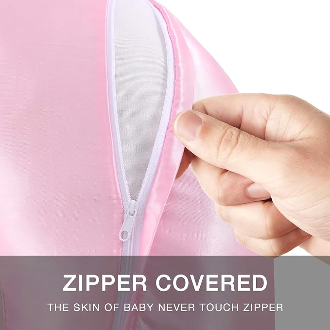 Pro Goleem Satin Nursing Pillow Cover Silk Feeling Soft Feeding Pillow Slipcover for Breastfeeding Moms Fits Standard Infant Nursing Pillow or Positioner Pink