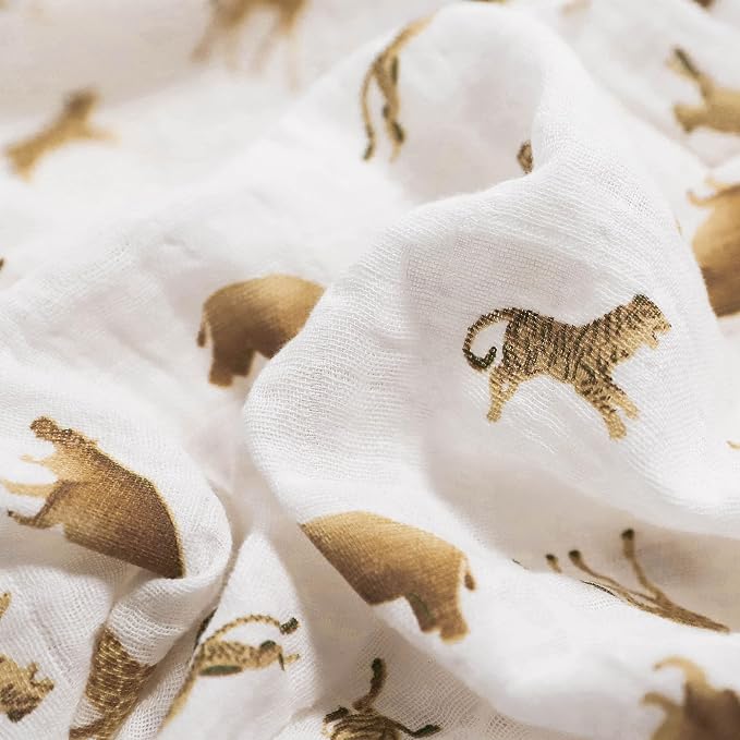 Little Unicorn 100% Certified Natural Organic Cotton Muslin Swaddle Blanket 2 Pack | Giftable Set of 2 swaddles (Animal Crackers)