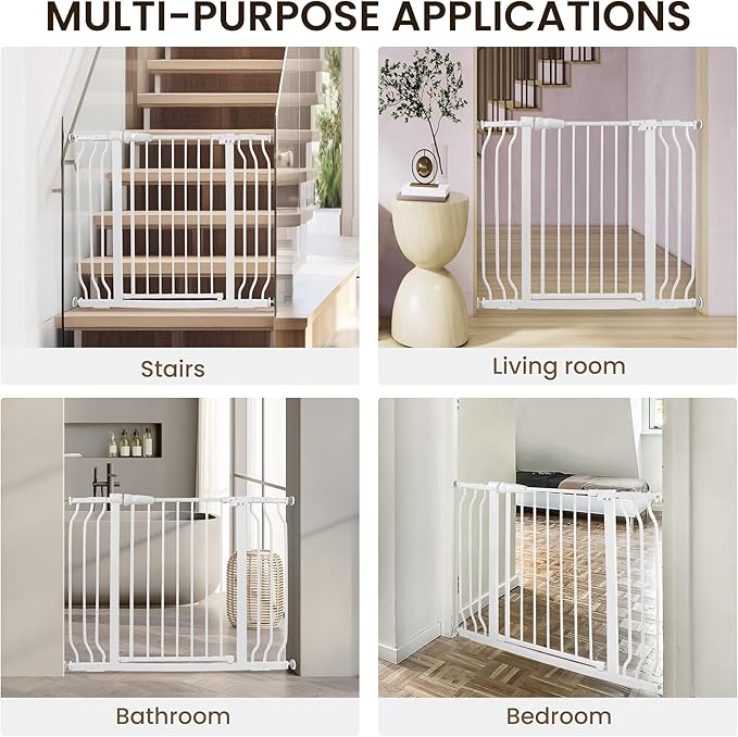 BalanceFrom 29.1-43.3" Easy Walk-Thru Baby and Pet Safety Gate with Hold-Open and Auto-Close ??Adjustable Steel Barrier for Stairs, Doorways, and Hallways, No Drilling Installation