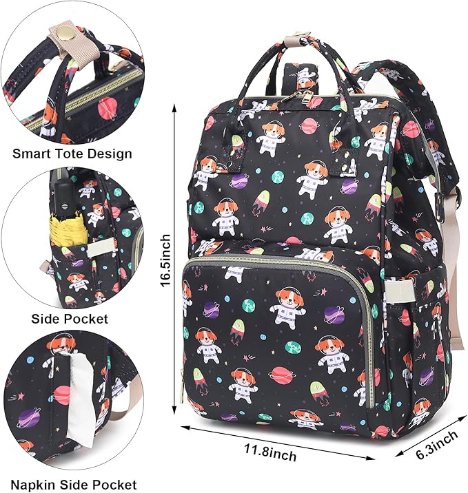 Dog Baby Diaper Bag Backpack for Women, Large Capacity Waterproof Maternity Travel Nappy Backpacks with Stroller Straps