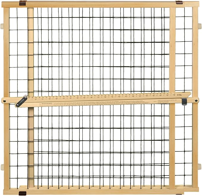 MYPET Wire Mesh Dog Gate: 29.5"-50" Wide, Pressure Mounted with No Tools; Expandable, Durable Pet Gates for Doors and Hallways, 31" Tall, Made with Sustainable Hardwood