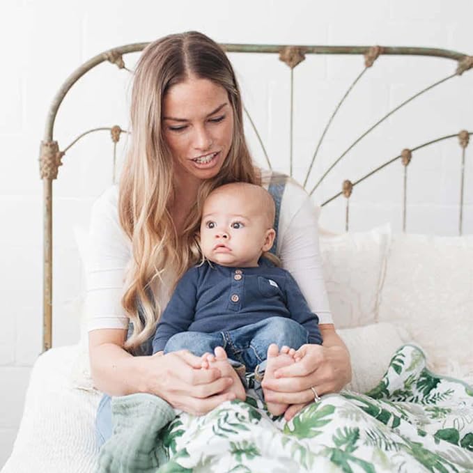 Little Unicorn Premium Cotton Swaddle Baby Blanket | Breathable Fabric | for swaddling, Play, Nursing & More (Tropical Leaf)