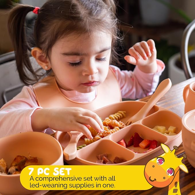 Baby Feeding Set in Apricot Color Complete BLW Supply Essentials (7 Piece Set)