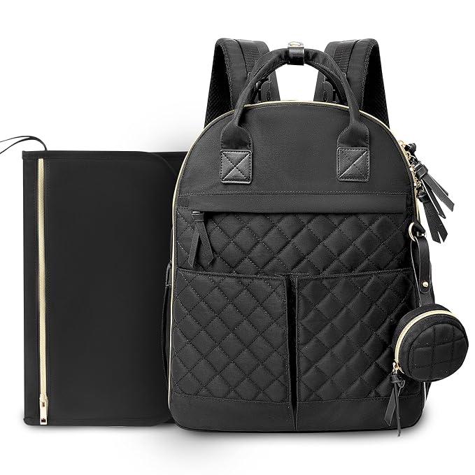 Diaper Bag Backpack Baby Bags with Changing Pad Large Newborn Maternity Bags,18 Pockets,Insulated Pockets,Stroller Straps,Black