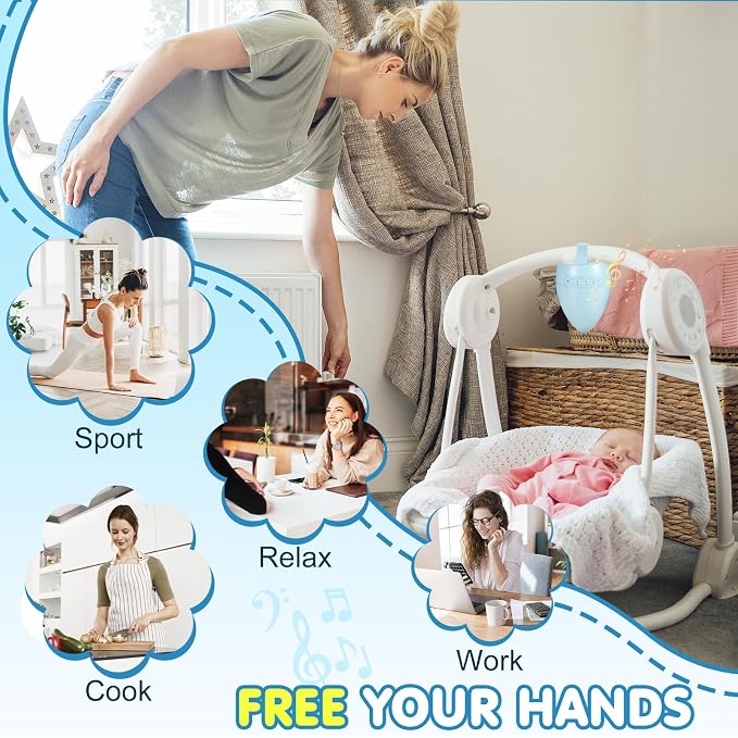 Baby Stroller Rocker Rechargeable, 11 Soothing Sounds Sleep Soother with Cry Activated Sensor, Adjustable Speed with 15,30,45 Minute Timer- Fits All Pushchairs & Prams Create a Baby Bouncer