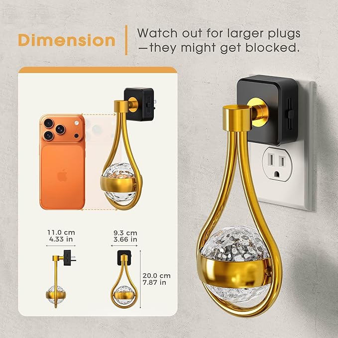 Briignite LED Night Lights Plug into Wall, 330° Rotating Night Light with Dusk to Dawn Sensor, 0-100LM Dimmable Nightlight Adjustable Brightness, 3000K Warm White for Hallway, Bedroom, Stairway, 2pack