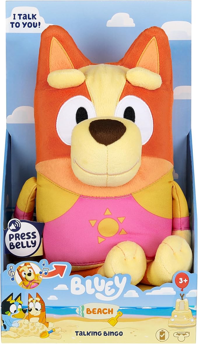 Bluey Sound Effects Talking Beach Bingo Plush, 13??Soft Musical Toys, Stuff Toys with 9 Different Phrases, Singing Plushies for Kids