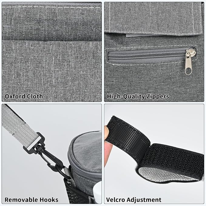 Stroller Organizer with Insulated Cup Holders - Universal Stroller Caddy Bag Fits for Uppababy, Baby Jogger, Nuna - Detachable Shoulder Strap & Large Storage for Diapers, Wipes (Grey)